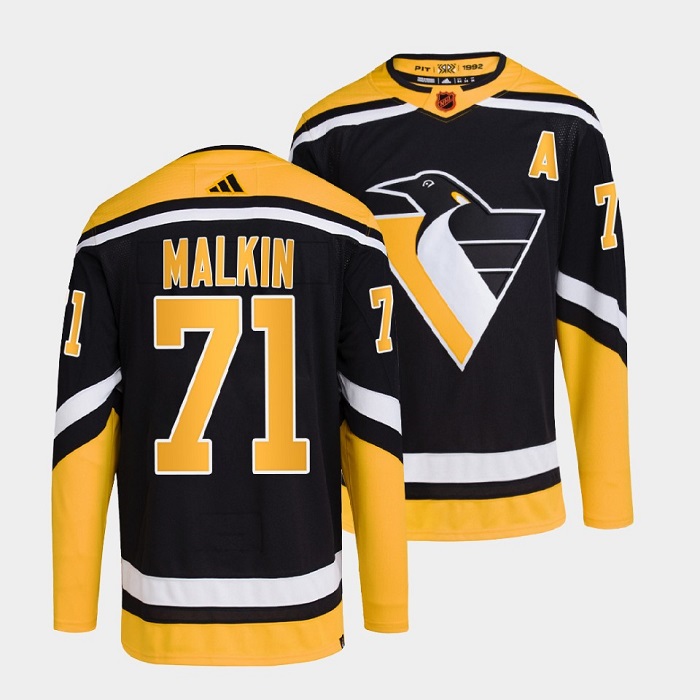 Men's Pittsburgh Penguins #71 Evgeni Malkin Black 2022-23 Reverse Retro Stitched Jersey